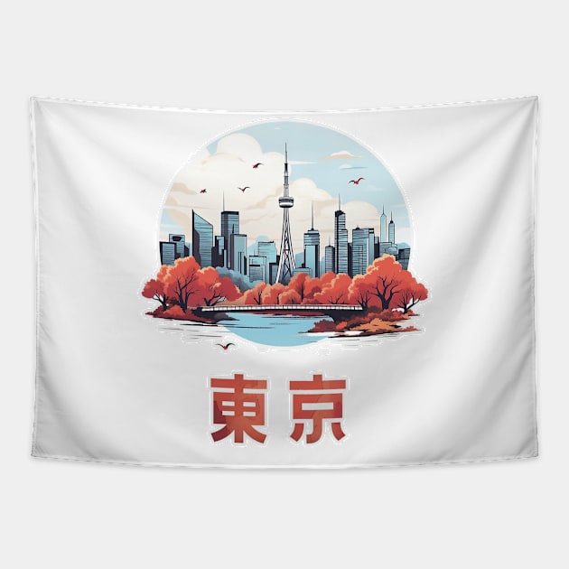 Tokyo's iconic skyline Tapestry by MK3