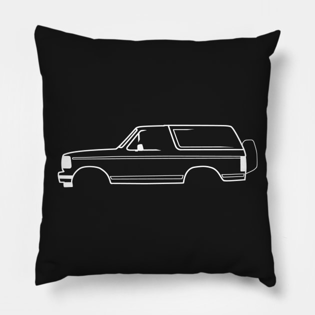1992-1996 Ford Bronco Side White No Logo Pillow by The OBS Apparel