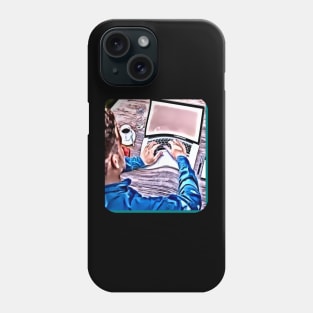 Businessman blue laptop pink make money Phone Case