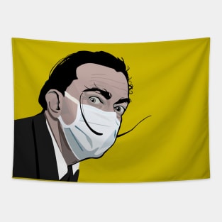 Dali with mask (yellow) Tapestry