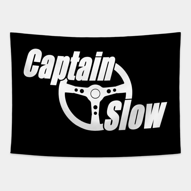 Captain Slow classic logo (white) Tapestry by jaagdesign