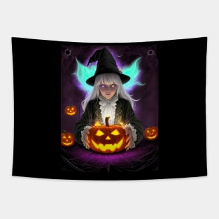 Halloween Cute Spooky Black Witch Tapestry