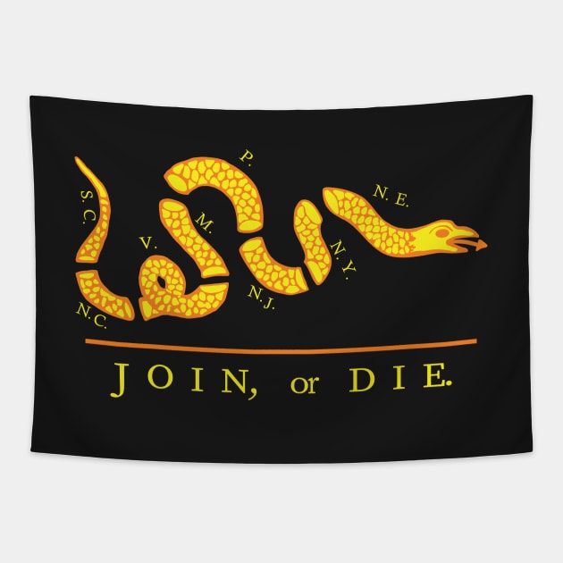 Yellow Join or Die Tapestry by pelagio