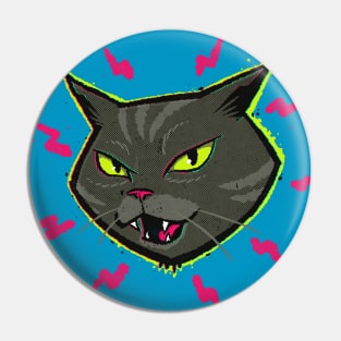 Angry Cat Vintage Cartoon Kitten Hissing Pin