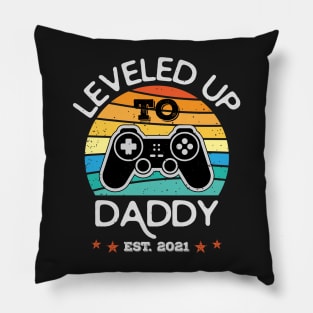 Leveled Up to Daddy Est 2021 - Funny New Dad Video Game Gift Pillow