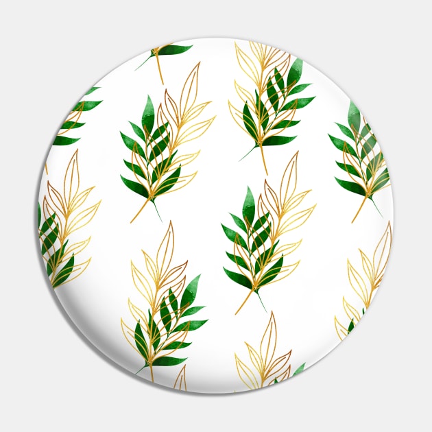 Green Gold Leaf pattern Pin by themadesigns