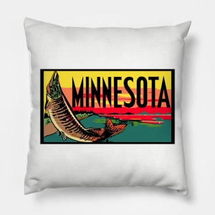 Vintage Style Minnesota Fish Design Pillow