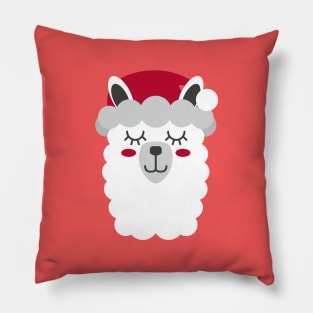 Cute Christmas Llama - Santa Hat Pillow