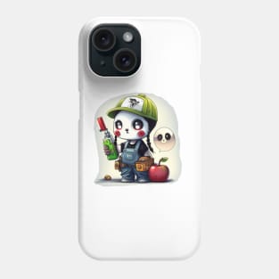 Panda in overalls ghost panda and apple Phone Case