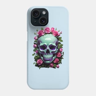 Urban Chic Meets Spooky Vibes: Green and Violet Skull Aesthetic Artwork for Halloween" Phone Case