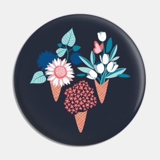 Midsummer I scream flower cones // print // pink coral aqua and teal flowers bouquets Pin