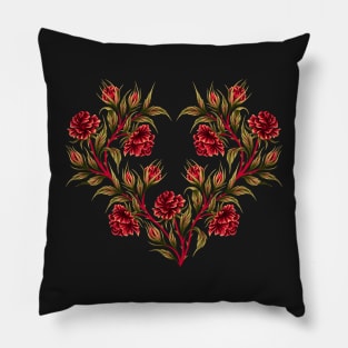 Roses - Black / Red / Green Pillow