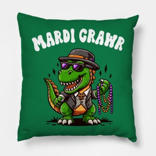 Mardi Grawr Dinosaur TRex Mardi Gras Funny Men Women Kids Pillow