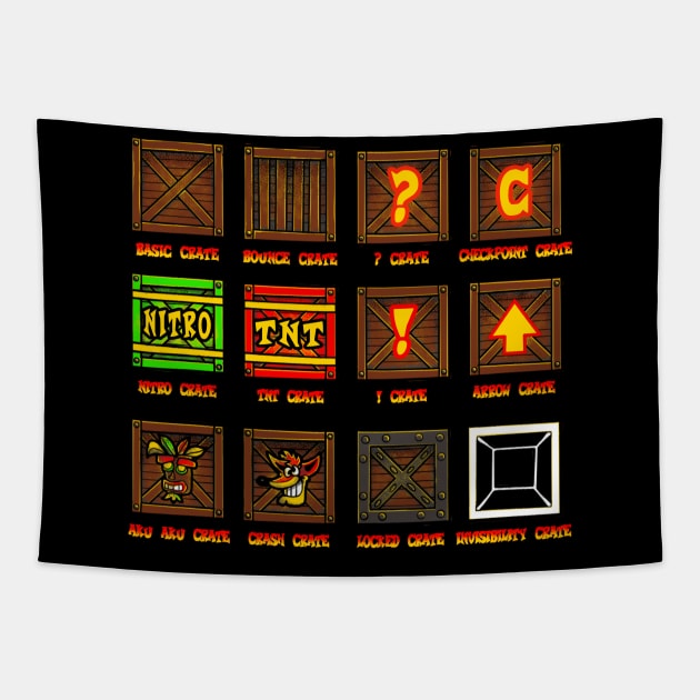 Crash Bandicoot Crates Tapestry by xMorfina