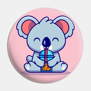 Cute Koala Drink Boba Milk Tea Cartoon Pin