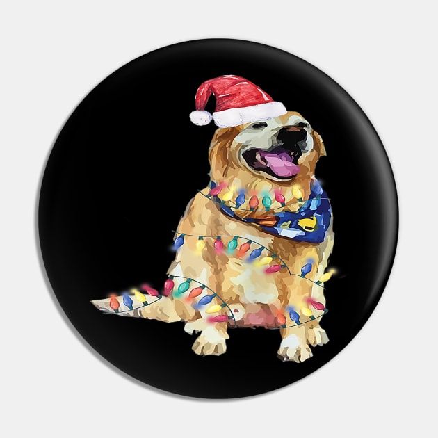 Santa Dog Christmas Lights Dog Lover Christmas Gift Pin by Barnard