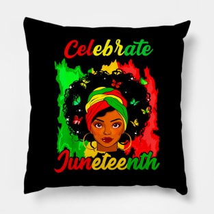 Juneteenth Afro Woman Black Queen African American Melanin Pillow