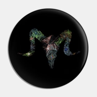 Web Head Ram Skull Pin