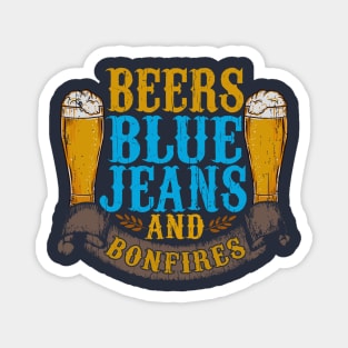 Beer Blue Jeans And Bonfires Magnet