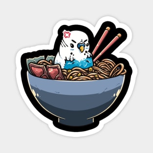 Feasting Feathered Friend: Budgie in a Ramen Bowl Magnet