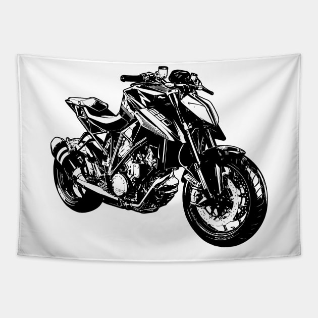 Super Duke 1290 Bike Sketch Art Tapestry by KAM Std