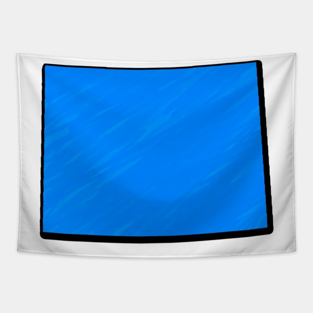 Bright Blue Wyoming Outline Tapestry by Mookle