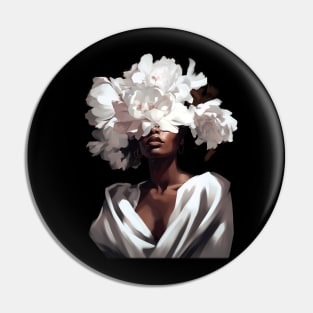 White Flower On Black Women Pin