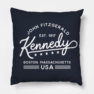 JFK Vintage Script White Pillow