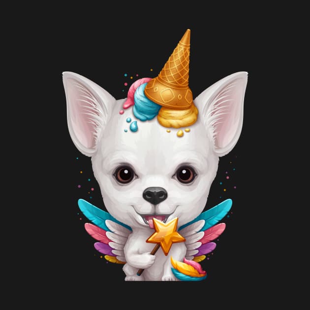 White Smooth Coat Chihuahua Ice Cream Unicorn by stonemask