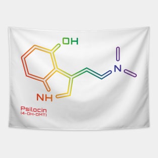 Psilocin Molecule - rainbow design Tapestry