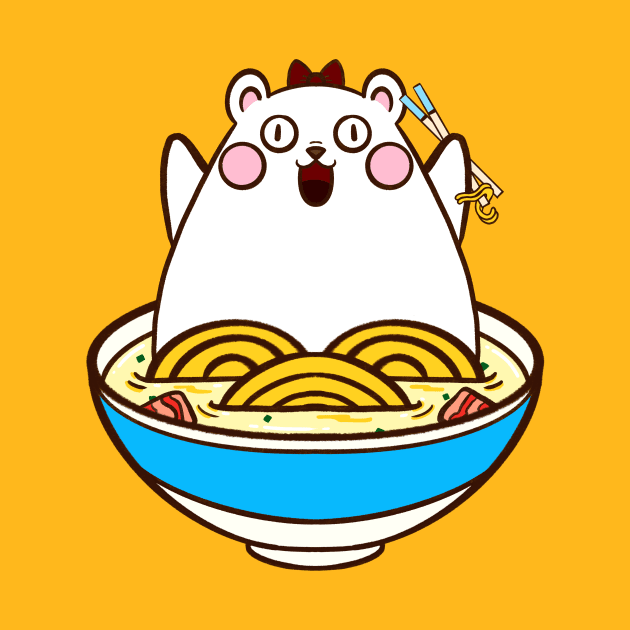 Cute bear eating ramen by Cuteful