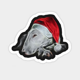 Christmas Bull Terrier Dog in Santa Claus Hat Magnet