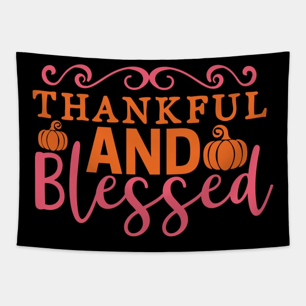 Thankful and Blessed Thanksgiving Tapestry by 9 Turtles Project