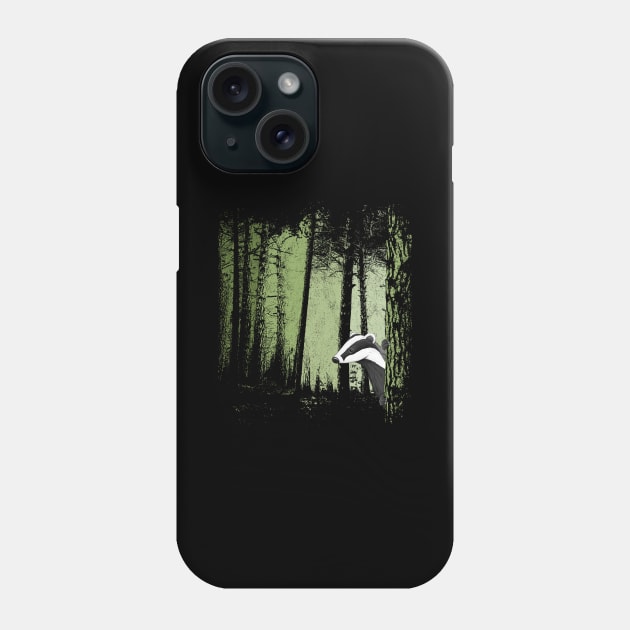 Romantic Twilight Forest with Badger Drawing Phone Case by SkizzenMonster