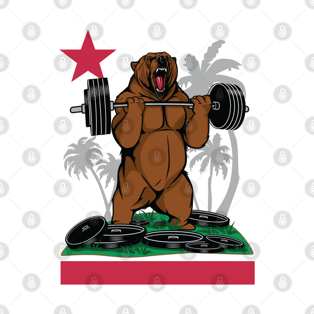Disover California bear lifting weights - California Love - T-Shirt