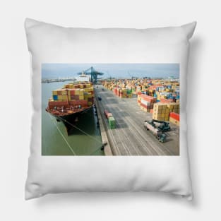 Container ship and port (C001/3765) Pillow