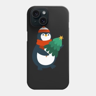 Penguin with Christmas tree Phone Case