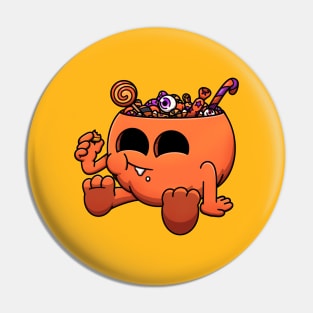 Cute Pumpkin Eating Halloween Candy Pin