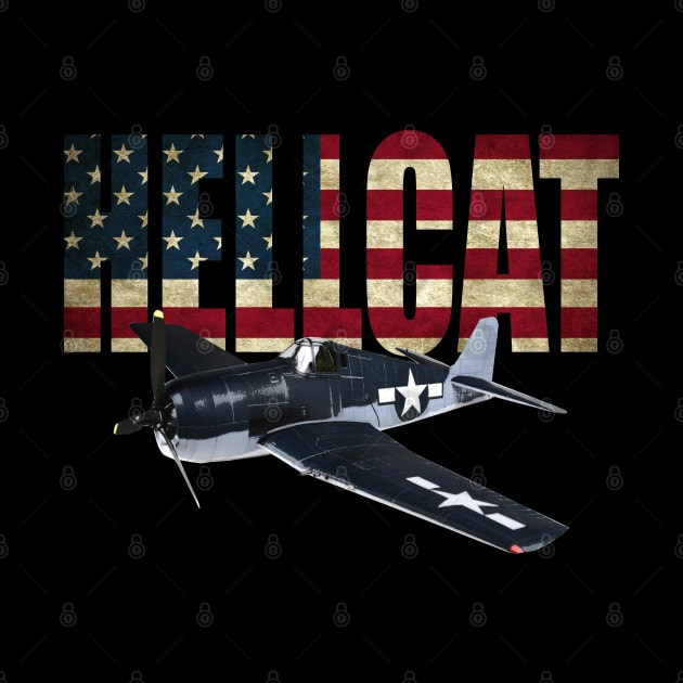 F6F Hellcat WW2 WWII Navy Fighter US Flag by Dirty Custard Designs 