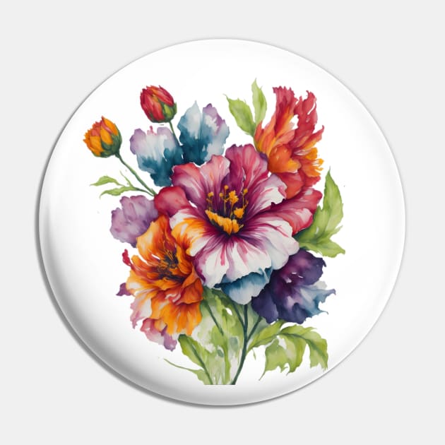 Colorful flower watercolor Pin by Anik Arts