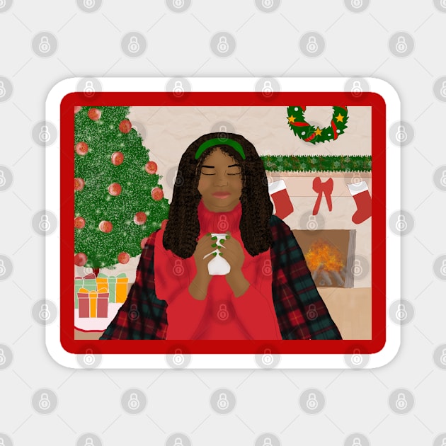 Cozy Christmas - African American Woman Magnet by LoveAmorArt