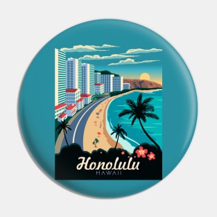 Vintage Travel Poster - Honolulu Pin