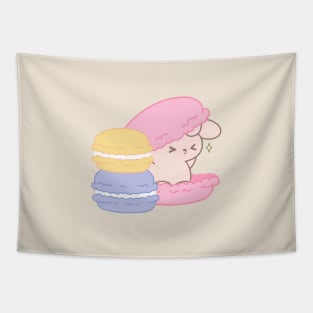 Adorable Bunny Rabbit Nestled Inside a Giant Macaroon - A Sweet Fantasy! Tapestry