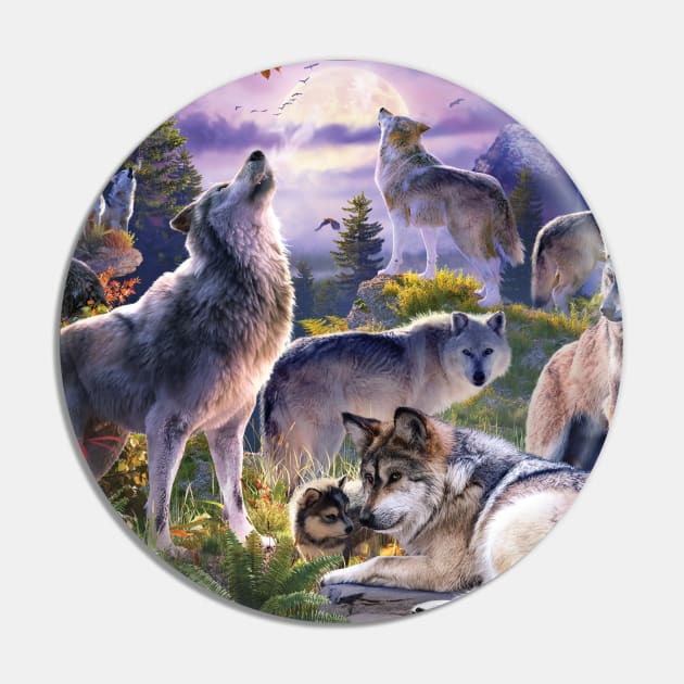 Wolf Pack Pin by David Penfound Artworks