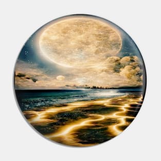 The Moon Ocean And Clouds Pin