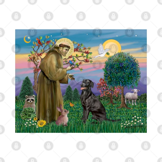 Saint Francis Blesses a Black Labrador Retriever by Dogs Galore and More