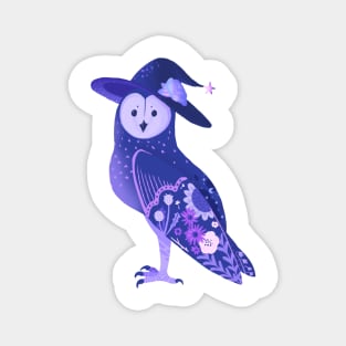 Purple Barn Owl in a Witch Hat Magnet