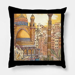 Cairo city drawing Pillow