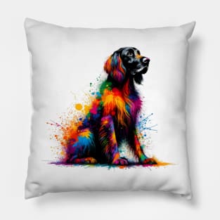 Vibrant German Longhaired Pointer in Splash Paint Style Pillow