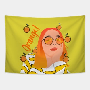 Orange girl birthday gift Tapestry